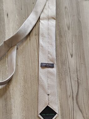 Van Heusen Beige Men's Tie - Subtle Herringbone Texture
